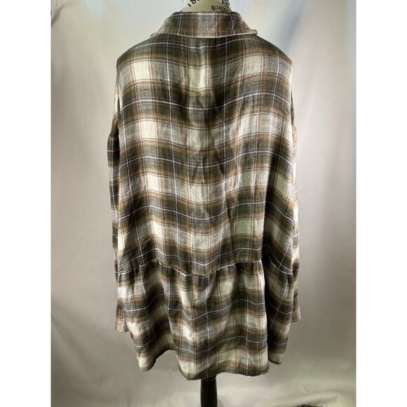 AE American Eagle Flannel Button Up Top Peplum XL - Picture 5 of 7